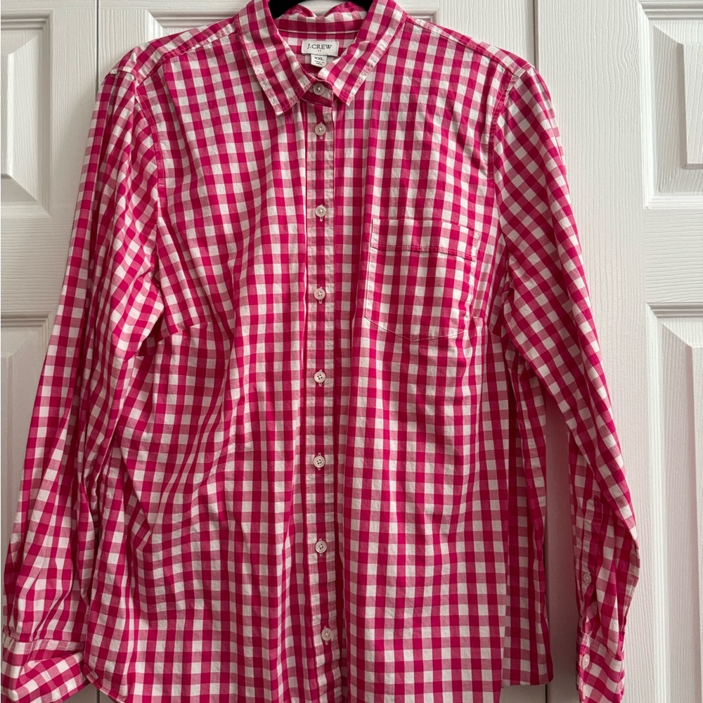 J Crew women’s Pink Checkered Shirt
